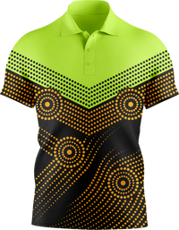 Hi Vis Aboriginal Dot Chevron Pattern Short Sleeve Polo