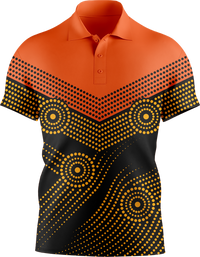 Hi Vis Aboriginal Dot Chevron Pattern Short Sleeve Polo