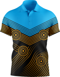 Hi Vis Aboriginal Dot Chevron Pattern Short Sleeve Polo