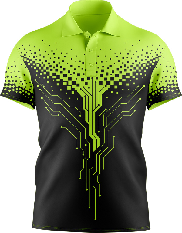 Hi Vis Circuit Board Pattern Short Sleeve Polo