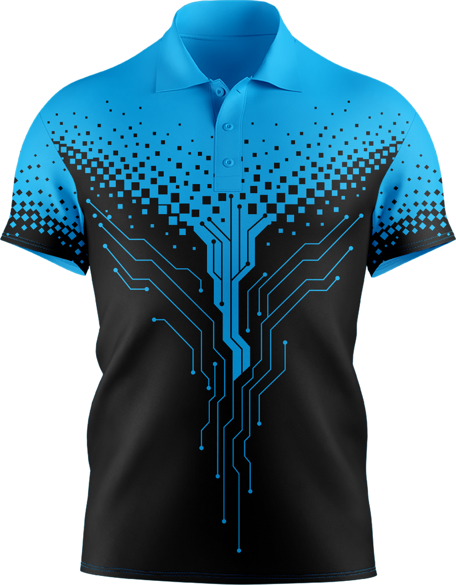 Hi Vis Circuit Board Pattern Short Sleeve Polo