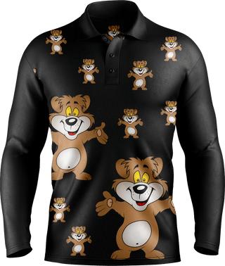 Billy Bear Men's Long Sleeve Polo - fungear.com.au