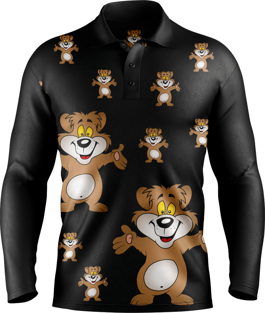 Billy Bear Men's Long Sleeve Polo - fungear.com.au