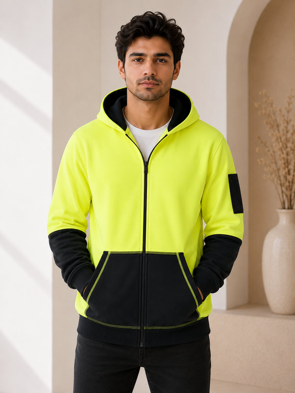 Hivis 2 tone full zip super fleecy hoodie