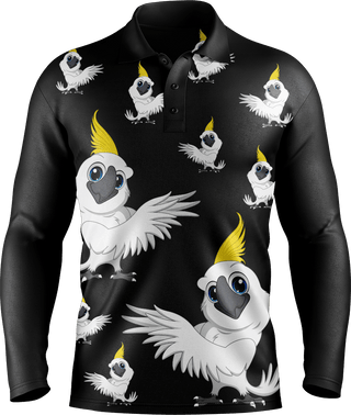 Cockatoo Men's Long Sleeve Polo - fungear.com.au