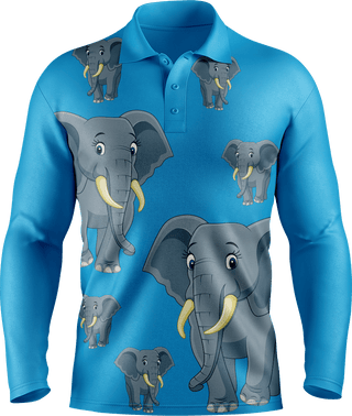 Ellie Elephant Men's Polo. Long or Short Sleeve - fungear.com.au