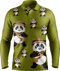 Explorer Panda Men's Long Sleeve Polo - fungear.com.au