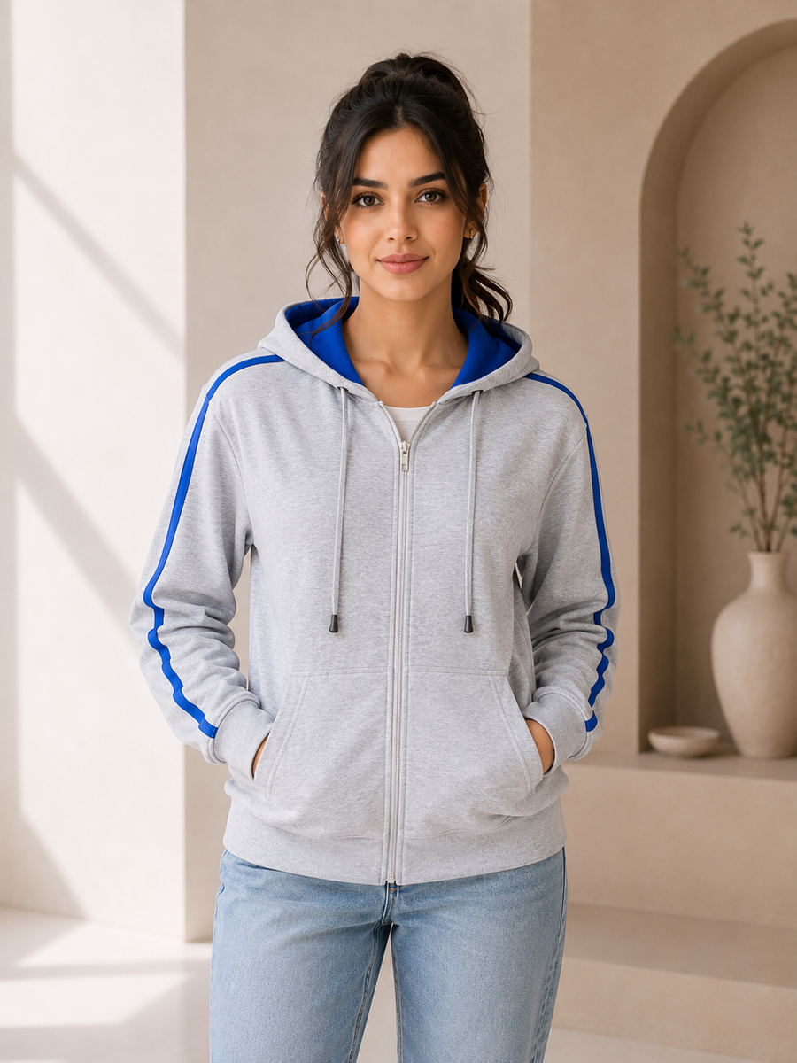 Ladies/Junior stripe sleeves Hoodies