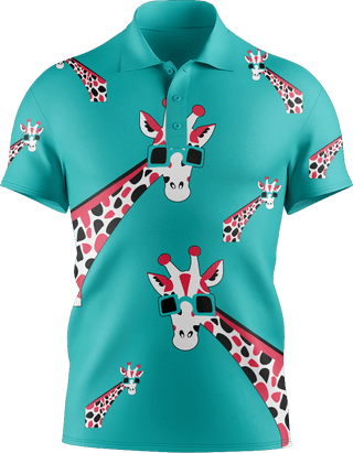 Gigi Giraffe Men's Short Sleeve Polo - fungear.com.au