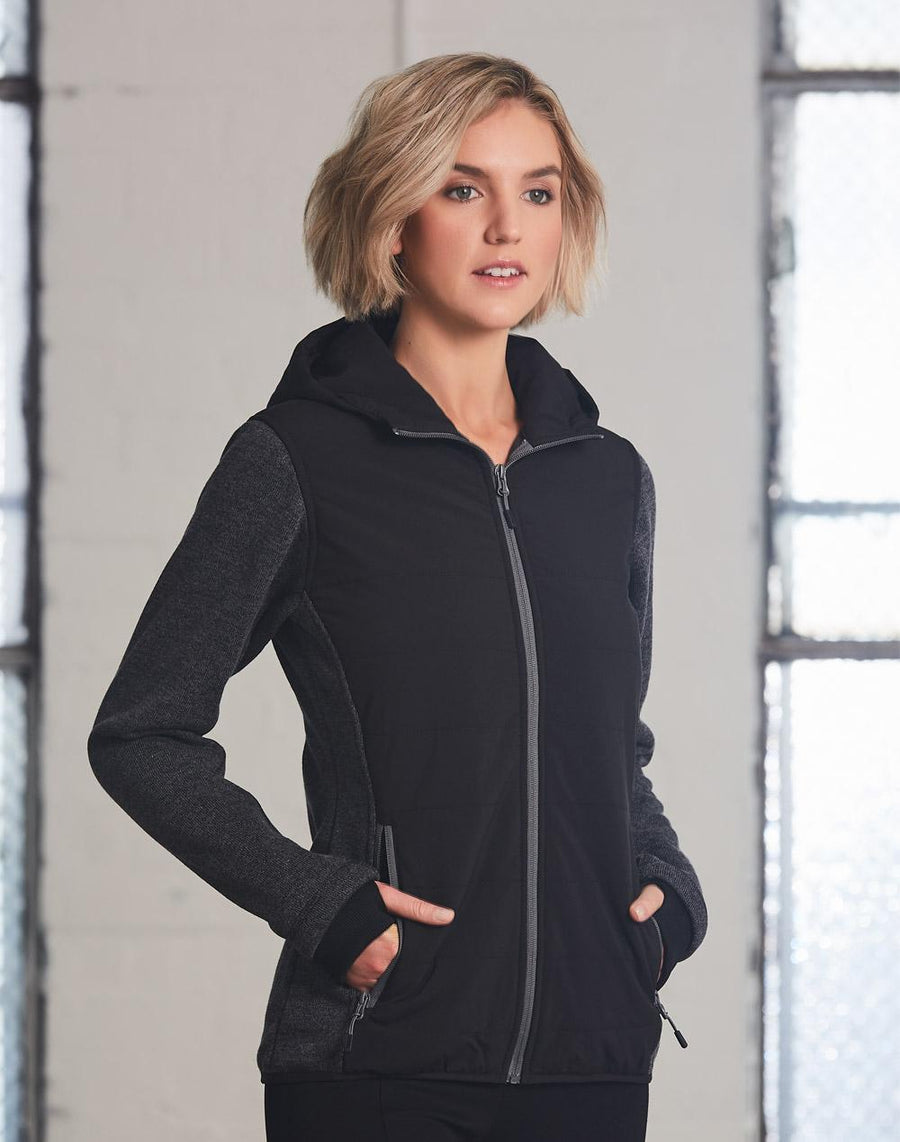 JK44 Ladies' Heather Sleeve/Quilted Body Jacket - kustomteamwear.com