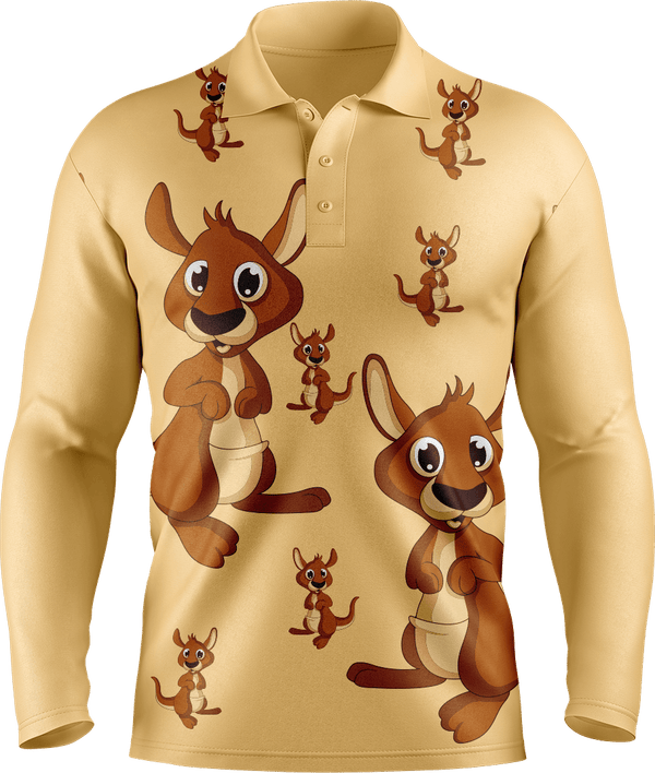Kanga Back Men's Polo. Long or Short Sleeve - fungear.com.au