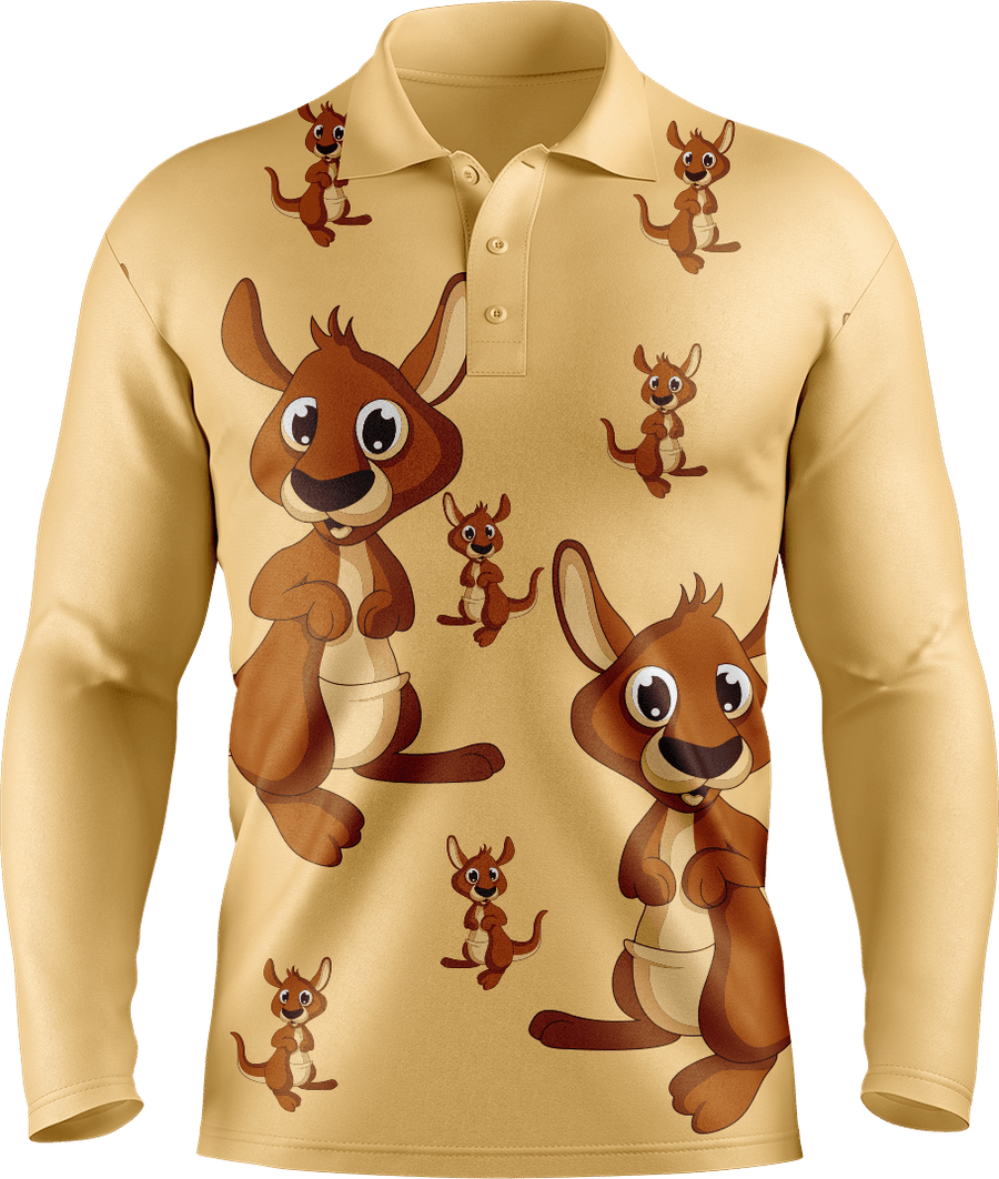Kanga Back Men's Polo. Long or Short Sleeve - fungear.com.au