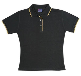 Ladies Double Stripe Trim Collar Polo - kustomteamwear.com