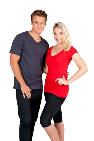 Ladies Raw Cotton Wave V Neck Tees - kustomteamwear.com