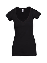 Ladies Raw Cotton Wave V Neck Tees - kustomteamwear.com