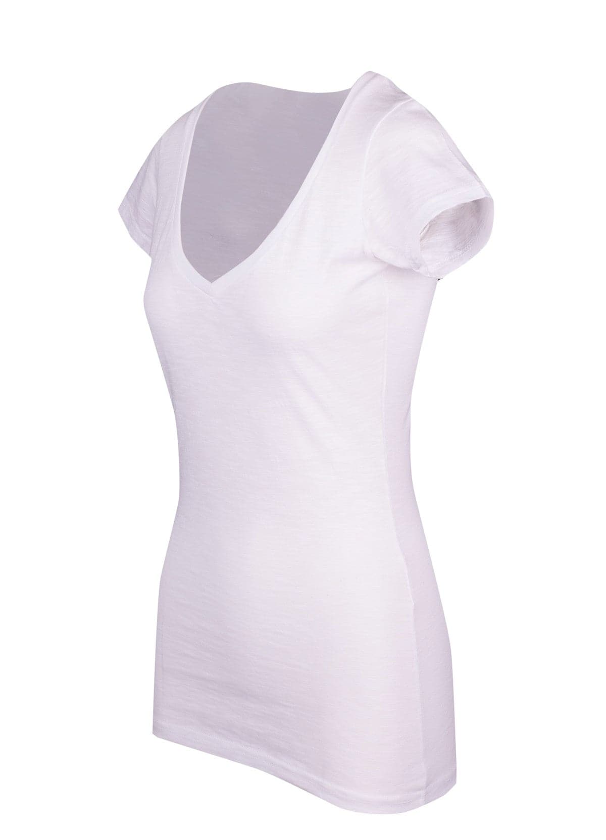 Ladies Raw Cotton Wave V Neck Tees - kustomteamwear.com