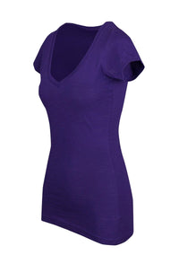 Ladies Raw Cotton Wave V Neck Tees - kustomteamwear.com