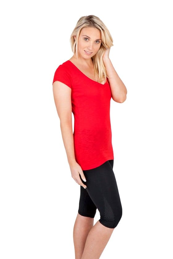 Ladies Raw Cotton Wave V Neck Tees - kustomteamwear.com