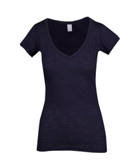 Ladies Raw Cotton Wave V Neck Tees - kustomteamwear.com