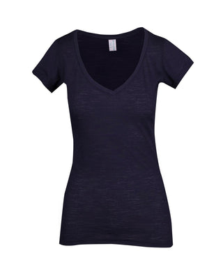 Ladies Raw Cotton Wave V Neck Tees - kustomteamwear.com