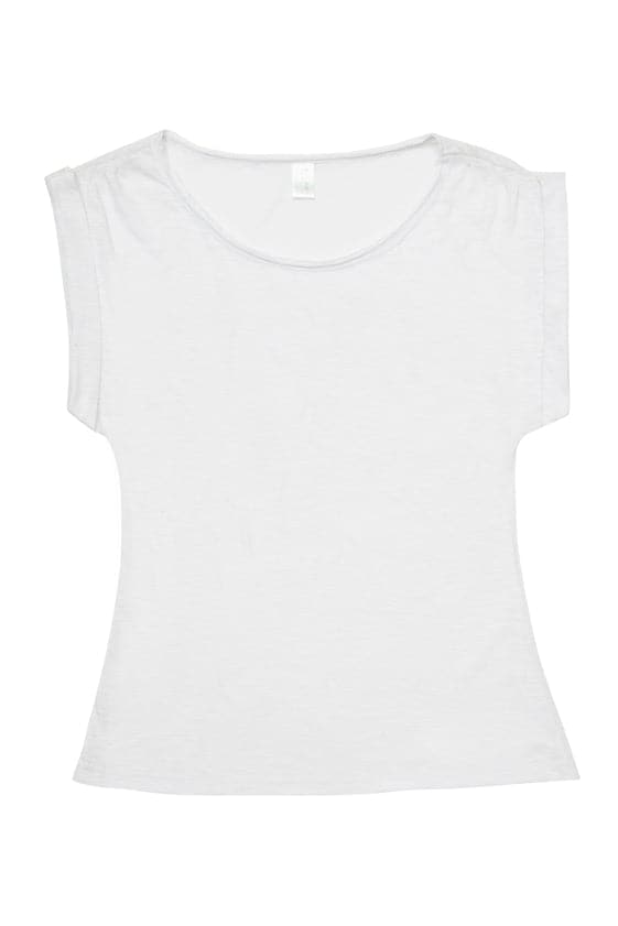 Ladies Wide and Distressed Rib Neck Tee - kustomteamwear.com