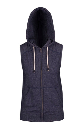 Ladies/Junior Heather SLEEVELESS ZIP Hoodies - Greatness Range - kustomteamwear.com