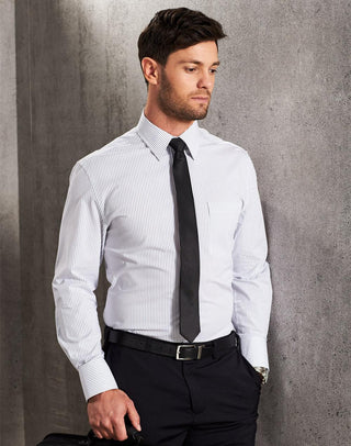 M7200L Men's Ticking Stripe L/S Shirt - kustomteamwear.com