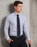 M7310L MenÕs Sateen Stripe L/S Shirt