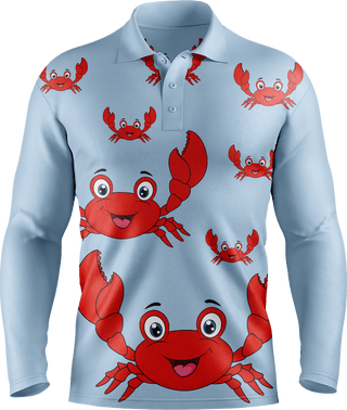 Maddy MudCrab Men's Long Sleeve Polo - fungear.com.au