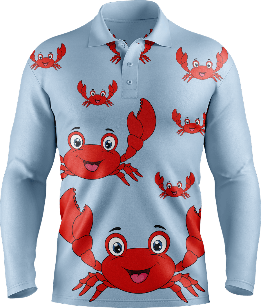 Maddy MudCrab Men's Long Sleeve Polo - fungear.com.au