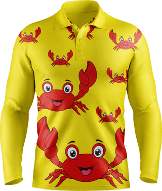Maddy MudCrab Men's Long Sleeve Polo - fungear.com.au