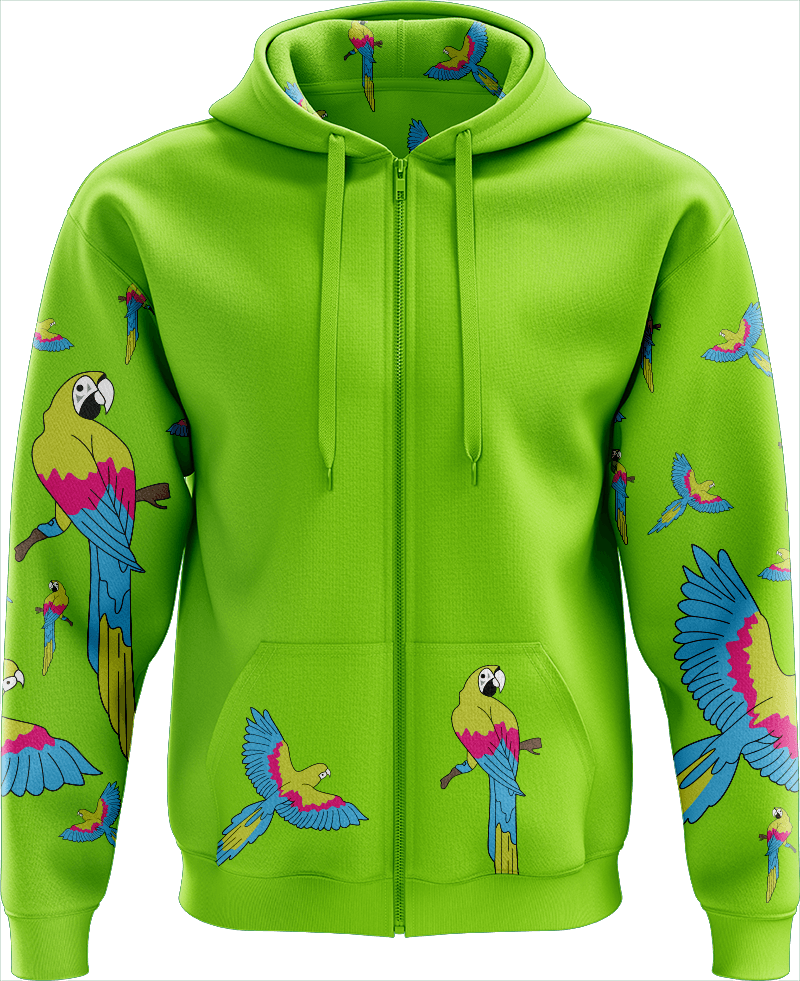 Majectic Macaw Full Zip Hoodies Jacket - fungear.com.au