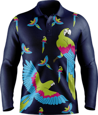Majestic Macaw Men's Polo. Long or Short Sleeve - fungear.com.au