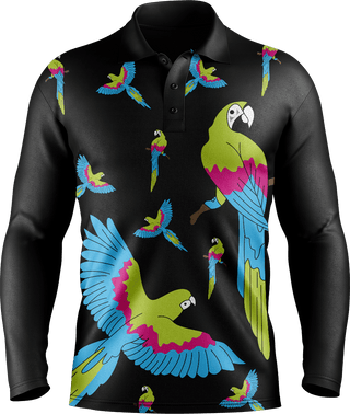 Majestic Macaw Men's Polo. Long or Short Sleeve - fungear.com.au