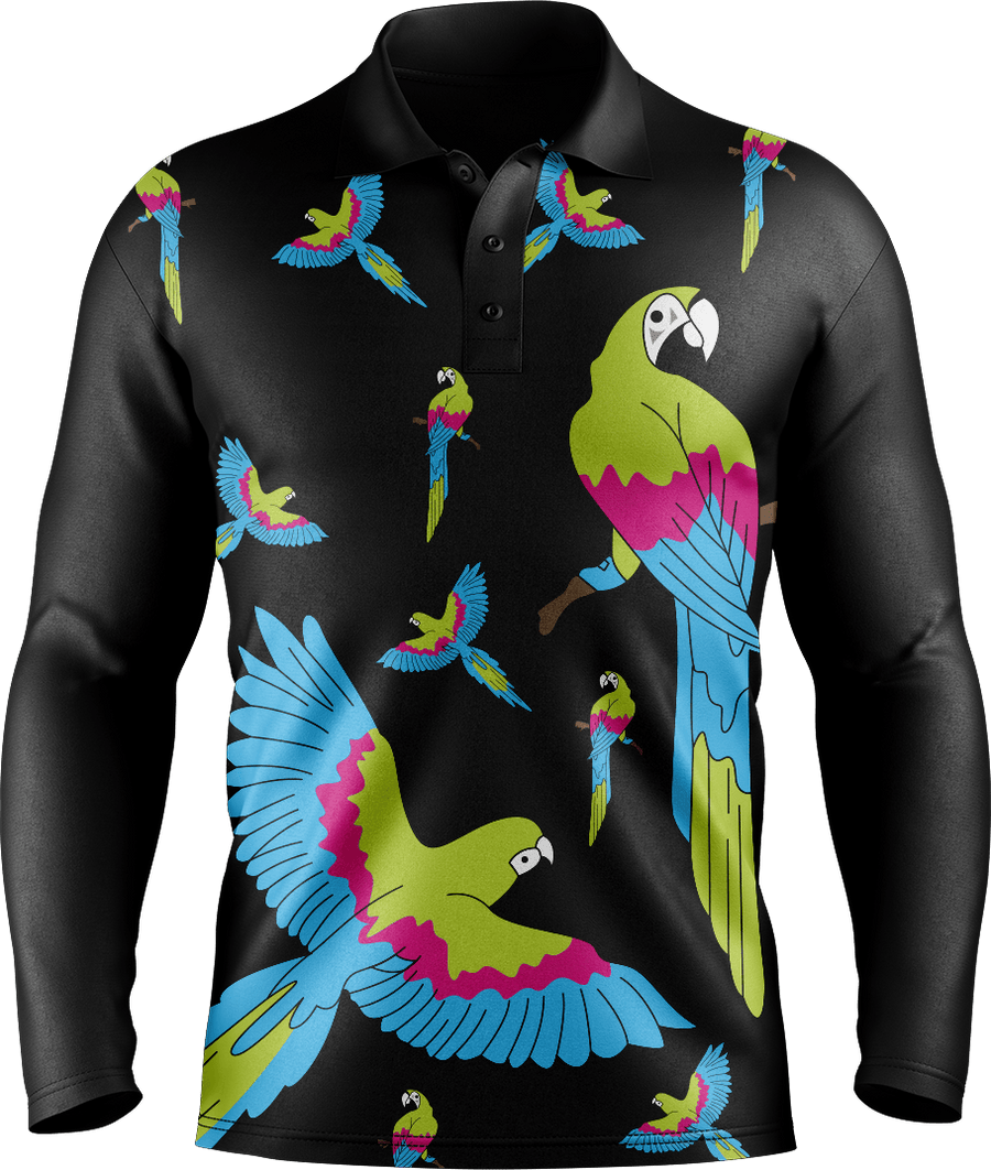 Majestic Macaw Men's Polo. Long or Short Sleeve - fungear.com.au