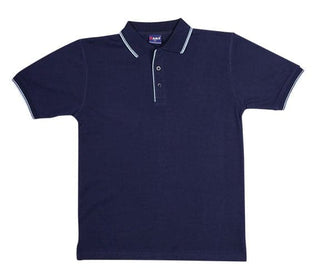 MEN Double Stripe Trim Collar Polo - kustomteamwear.com
