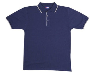 MEN Double Stripe Trim Collar Polo - kustomteamwear.com