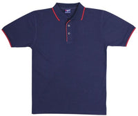MEN Double Stripe Trim Collar Polo - kustomteamwear.com