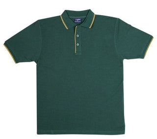 MEN Double Stripe Trim Collar Polo - kustomteamwear.com