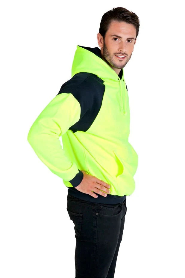 Men Shoulder Contrast Panel Hoodie - WORKWEAR - kustomteamwear.com