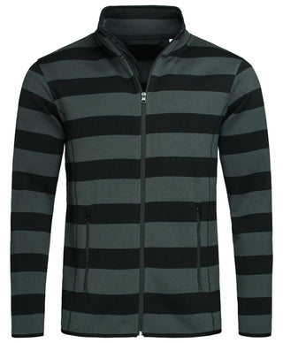 Men's Active Striped Fleece Jacket - kustomteamwear.com
