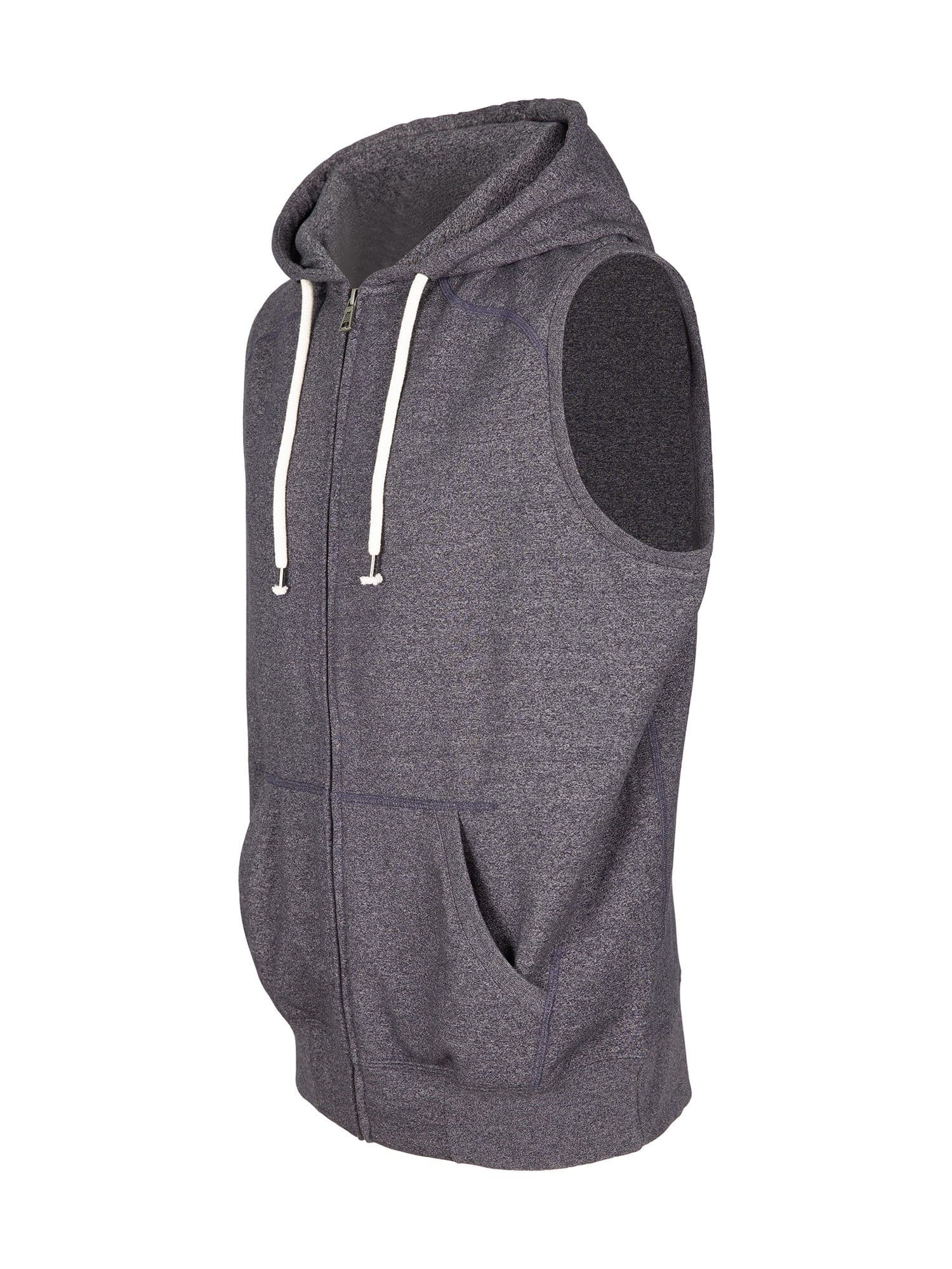 Mens Heather SLEEVELESS ZIP Hoodies - Greatness Range - kustomteamwear.com