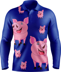 Percy Pig Men's Polo. Long or Short Sleeve - fungear.com.au