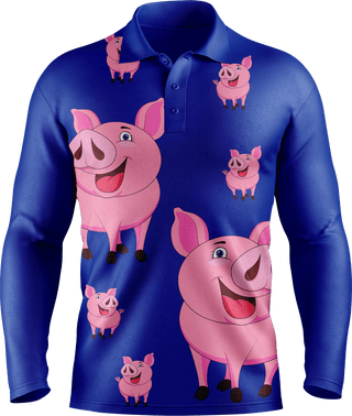 Percy Pig Men's Polo. Long or Short Sleeve - fungear.com.au