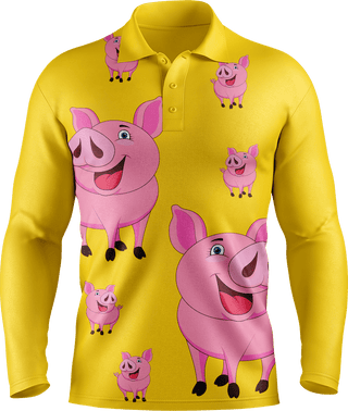 Percy Pig Men's Polo. Long or Short Sleeve - fungear.com.au
