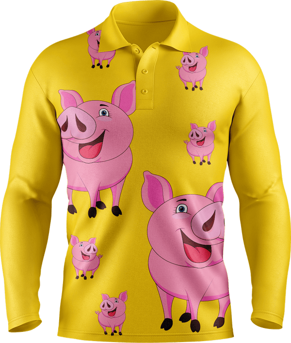 Percy Pig Men's Polo. Long or Short Sleeve - fungear.com.au