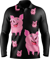 Percy Pig Men's Polo. Long or Short Sleeve - fungear.com.au