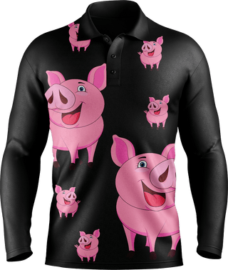Percy Pig Men's Polo. Long or Short Sleeve - fungear.com.au
