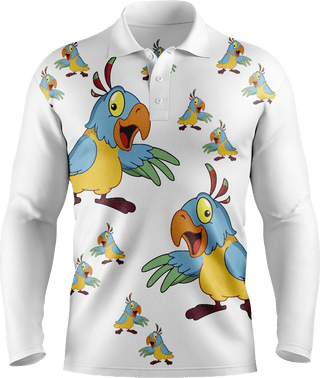 Psycho Parrot Men's Polo. Long or Short Sleeve - fungear.com.au