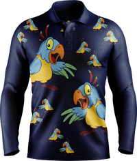 Psycho Parrot Men's Polo. Long or Short Sleeve - fungear.com.au